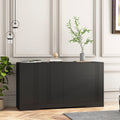 Sideboard Buffet Cabinet With Storage, Modern Kitchen Buffet Storage Cabinet With Drawer And Doors, Large Coffee Bar With Adjustable Shelves For Kitchen Black Mdf