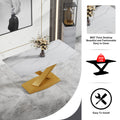 Table And Chair Set, The Table Is Equipped With A Marble Patterned Mdf Tabletop And Gold Table Legs.Dining Chairs,Gold Legged Upholstered Chairs Made Of Artificial Leather. Gold White Seats 6 Mdf