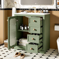 30 Inch Bathroom Vanity With A Soft Close Glass Door, Adjustable Shelves, And Three Drawers Green Bathroom Solid Wood Mdf Glass