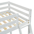 Twin Size High Loft Bed With Inclined Ladder, Guardrails,White Twin White American Design Pine