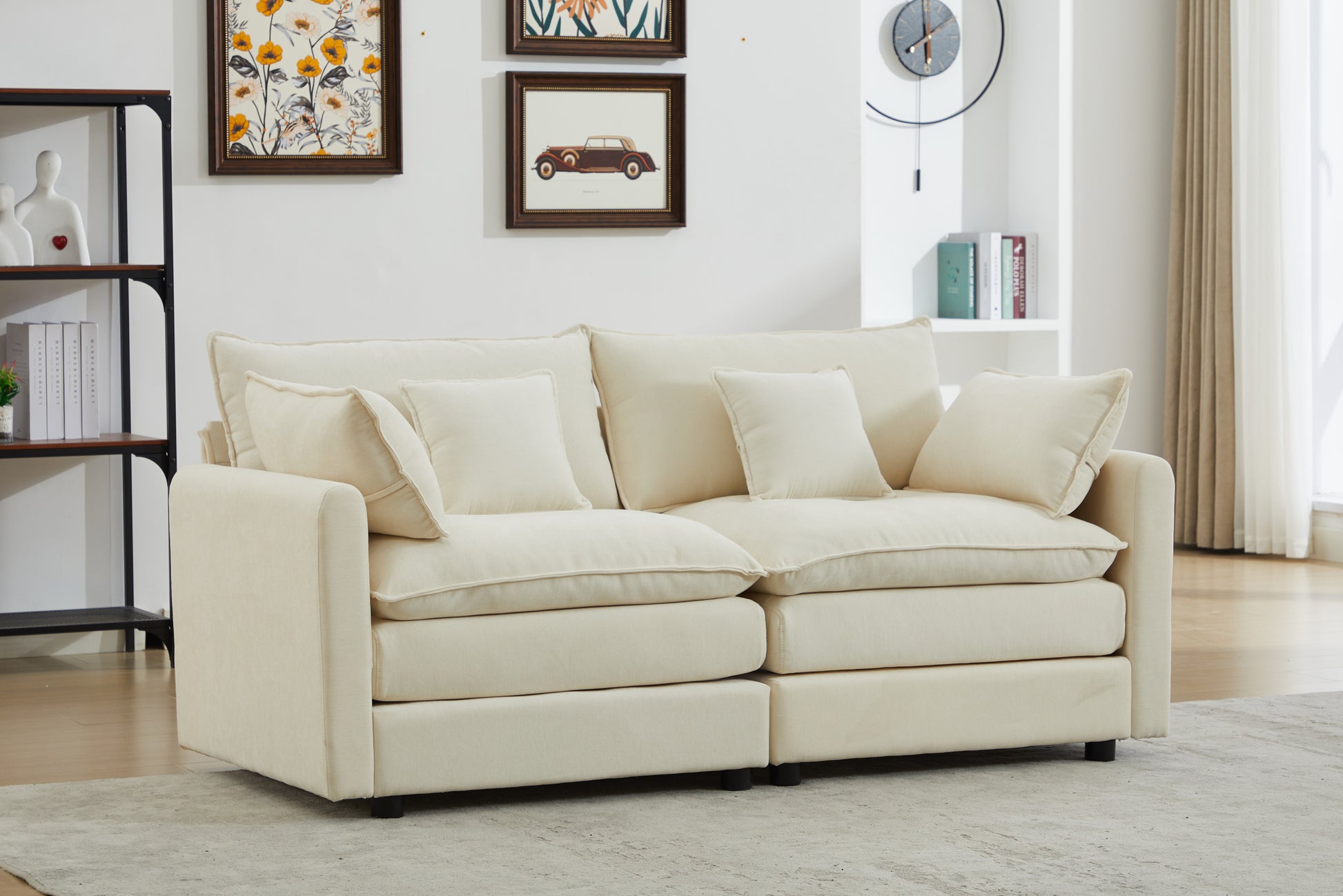 Modular Sectional Sofa, 2 Seater Sofa, Modern L Shaped Sofa For Living Room Bedroom Apartment White Chenille 2 Seat