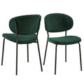 Dark Green Boucle Fabric Dining Chairs Set Of 2,Dining Chairs With Metal Legs For Dining Room, Kitchen, Living Room Metal Plaid Dark Green Dining Room Powder Coated Foam Dry Clean Modern Dining Chairs Solid Back Set Of 2 Foam Boucle