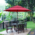 Outsunny 9Ft 3 Tiers Patio Umbrella Outdoor Market Umbrella With Crank, Push Button Tilt For Deck, Backyard And Lawn, Wine Red Wine Red Polyester