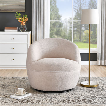 Galleria 360 Swivel Teddy Sherpa Barrel Chair Beige Primary Living Space Contemporary,Modern Fabric Fabric