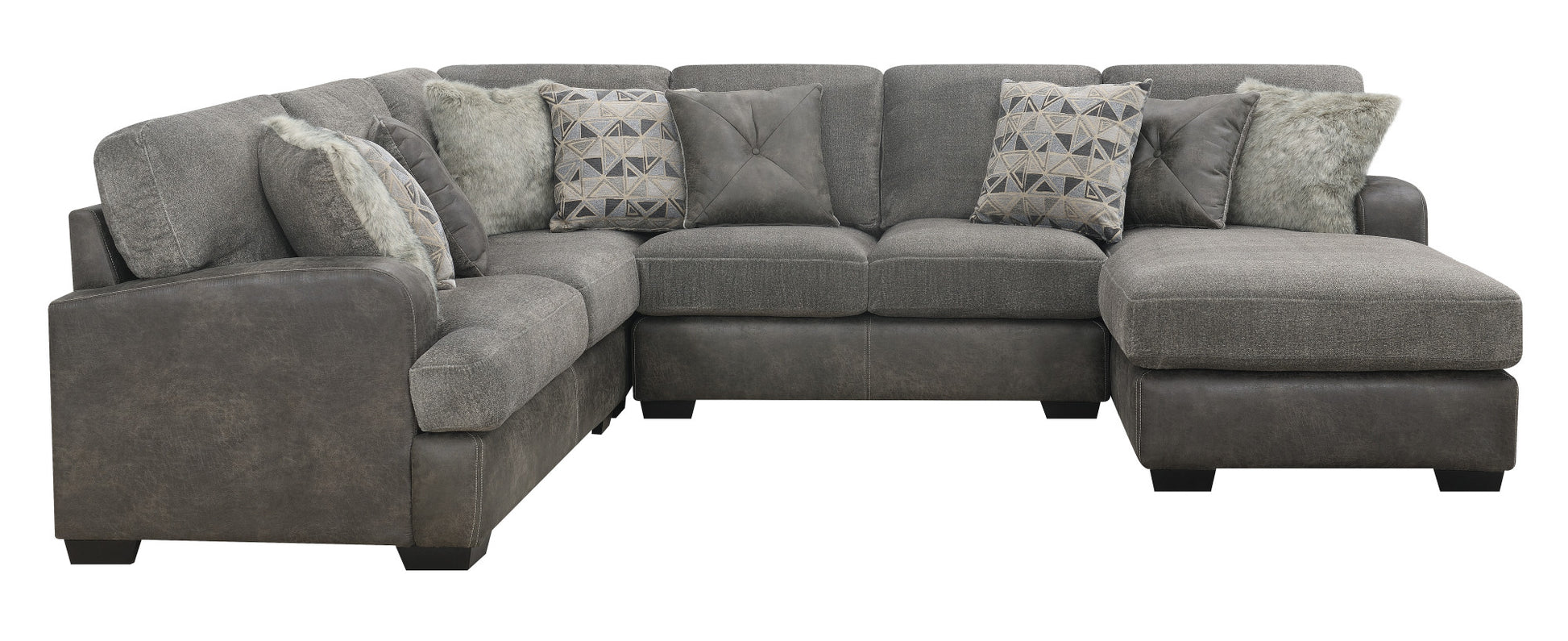 Grennburg Gray Modular 4 Piece Sectional Gray Foam Engineered Wood 5 Seat