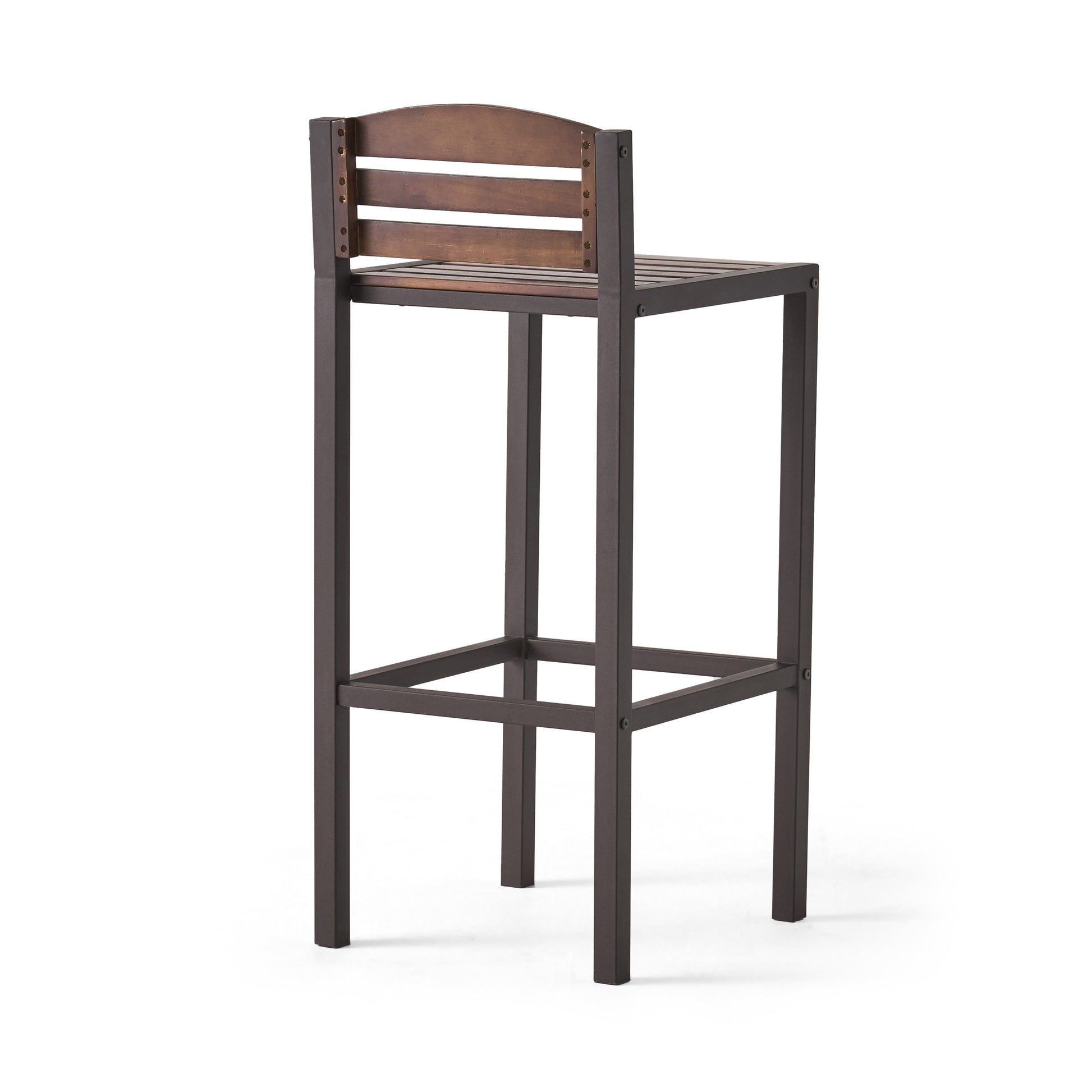 Milos Outdoor Acacia Wood Barstool Set Of 2 Dark Brown Acacia Wood