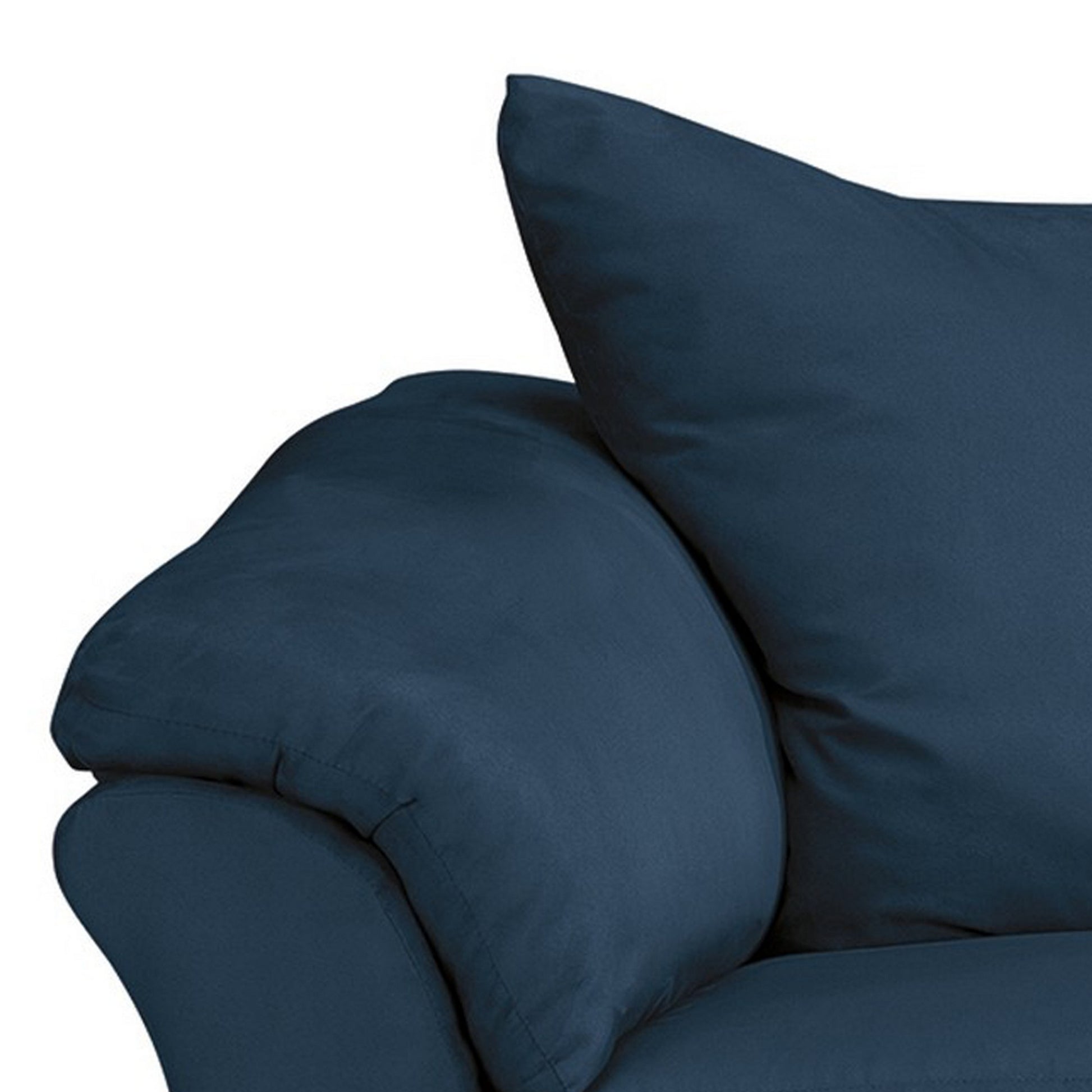 89 Inch Modern Cushioned Sofa, Blue Polyester, Pillow Top Flared Armrests Blue Wood Fabric 3 Seat