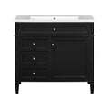 36'' Bathroom Vanity With Top Sink, Modern Bathroom Storage Cabinet With 2 Drawers And A Tip Out Drawer, Single Sink Bathroom Vanity Black Bathroom Solid Wood Mdf
