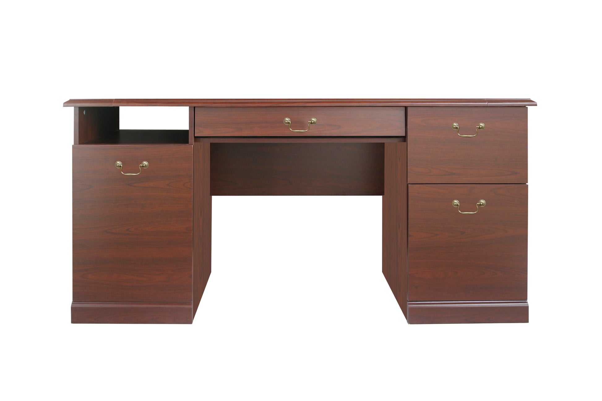 60" Writing Desk Base 60" Writing Desk Top Classic Cherry Finished Executive Desk With Spacious Storage And Hidden Keyboard Tray Cherry Solid Wood