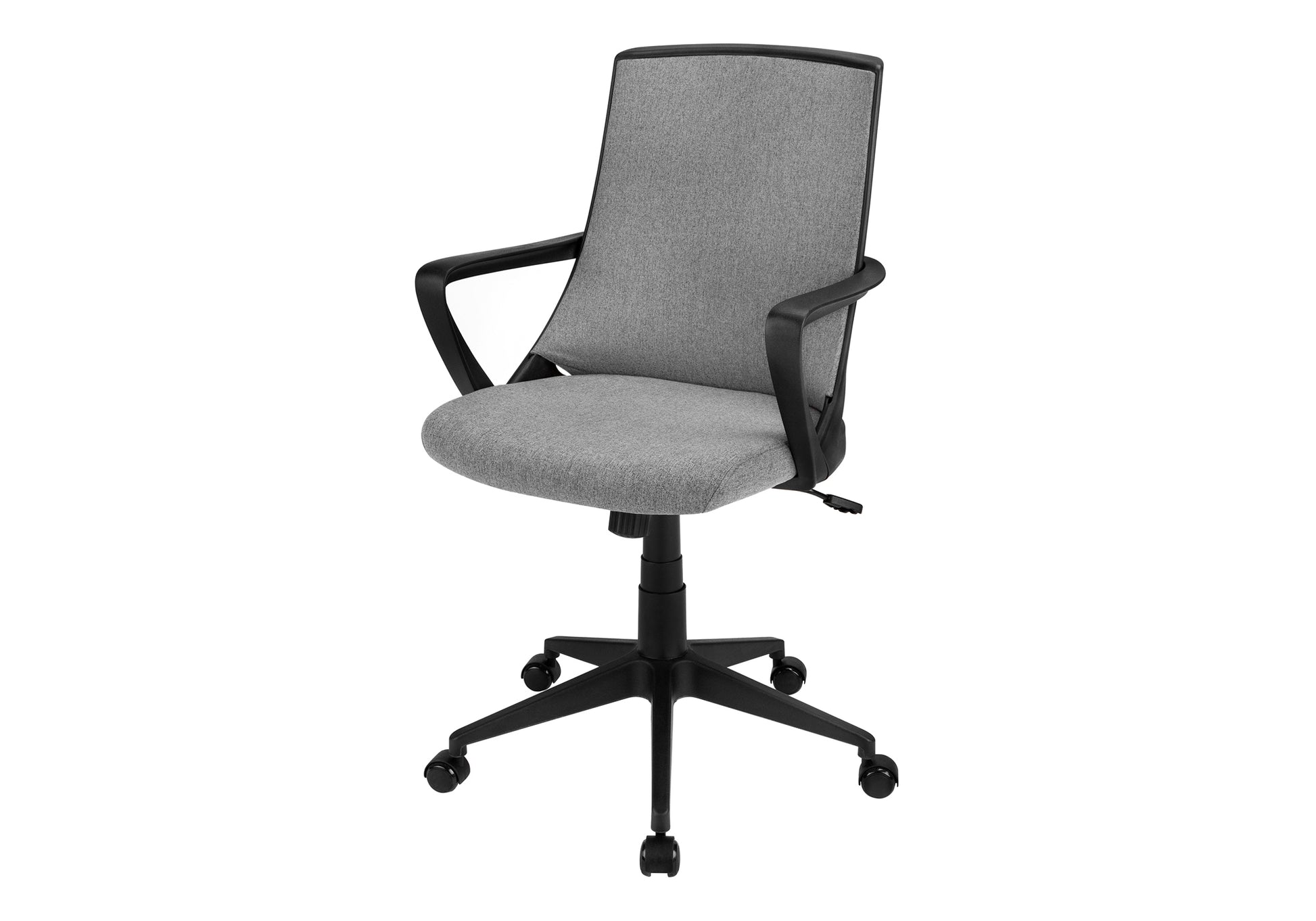 Office Chair, Adjustable Height, Swivel, Ergonomic, Armrests, Computer Desk, Work, Grey Mesh, Black Metal, Contemporary, Modern Black Foam Polyester