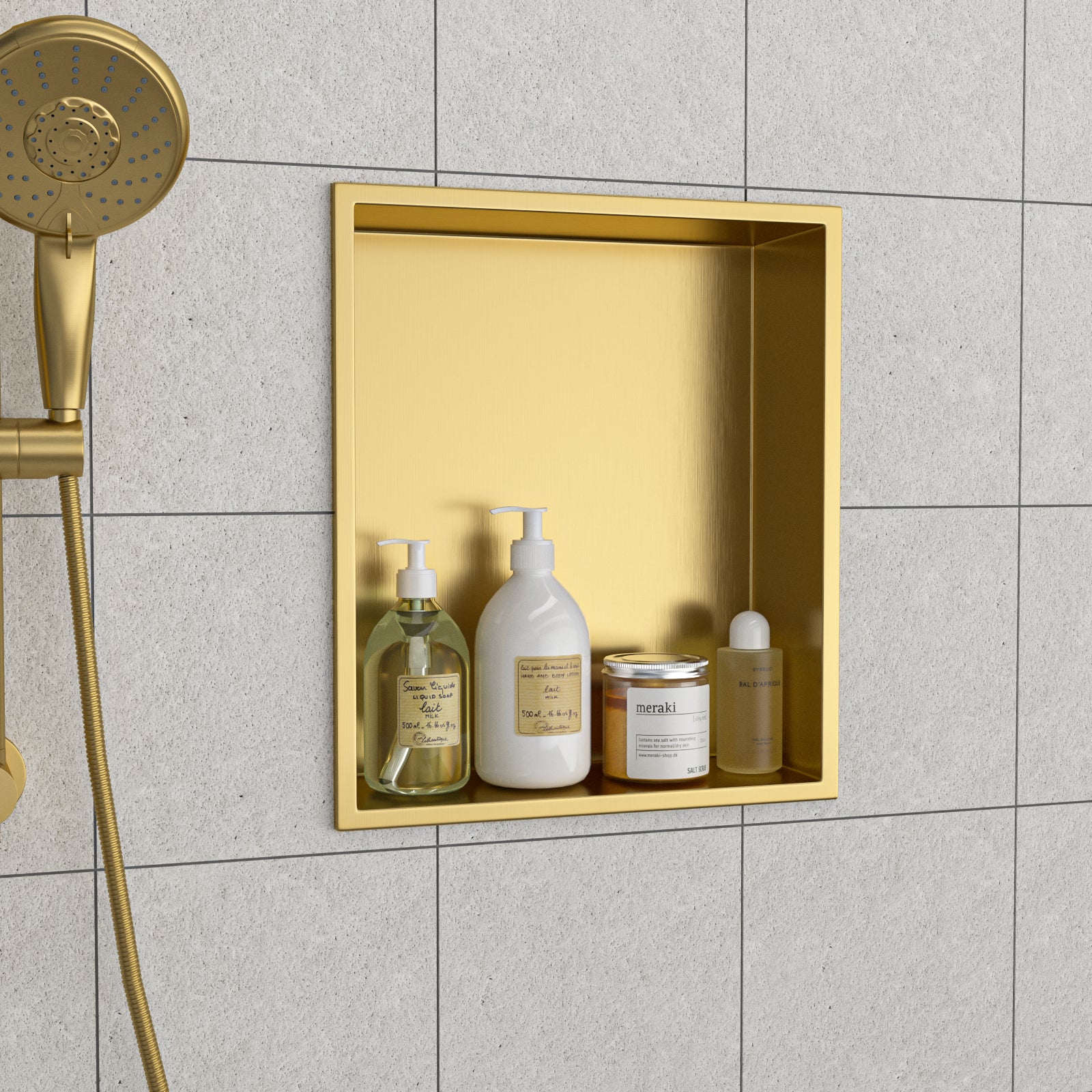 15" X 13" Stainless Steel Shower Niche, Gold Gold Stainless Steel