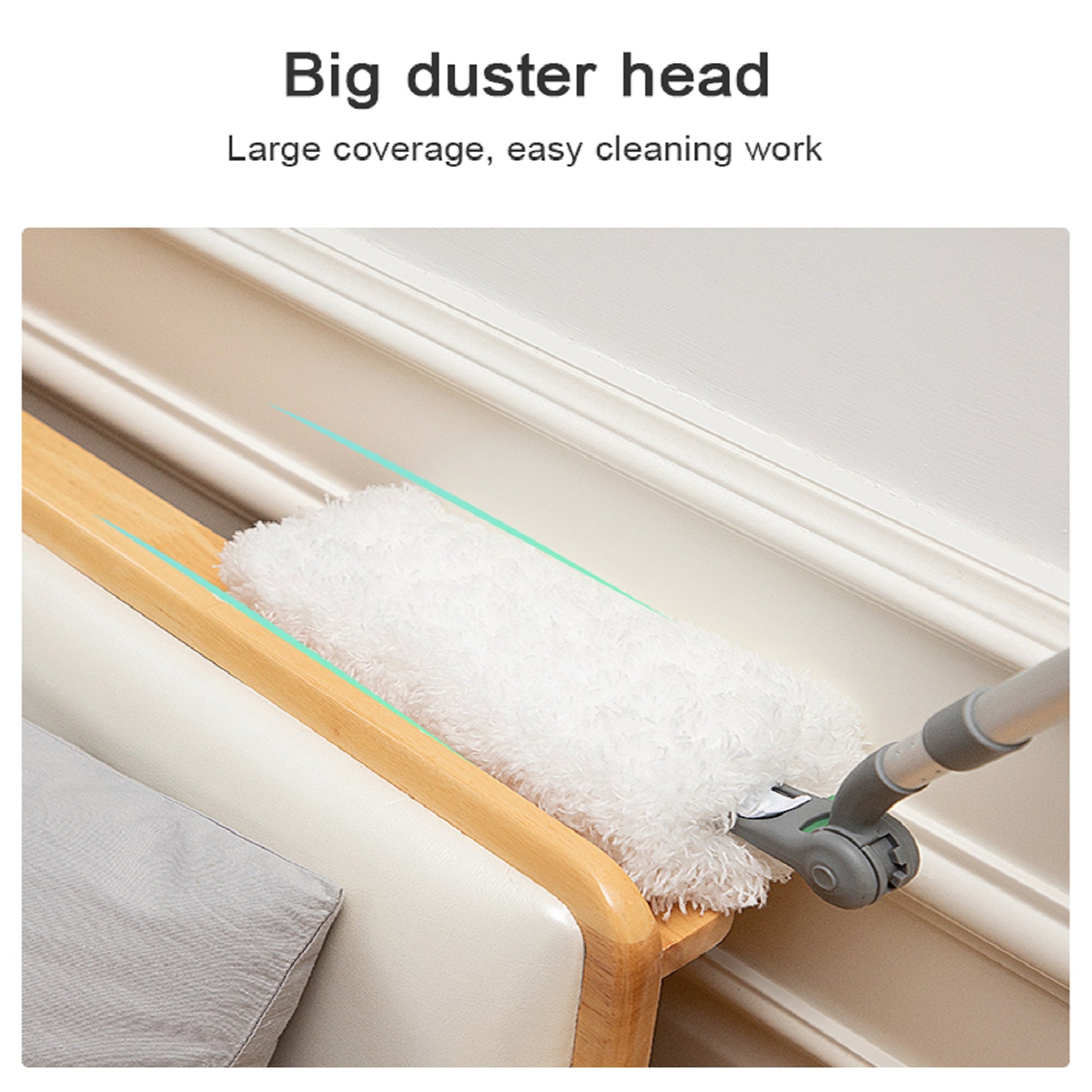 Long Handle Duster,Dust Collector With Extension Bar,Home Duster,Easy To Use And Reusable,White White Microfiber