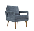 Mid Century Armchairaccent Chair With Chenille Armrest & Soft Cushion For Living Room, Bedroom, Home Office, Study, Dark Grayish Blue Blue Foam Wood Fabric