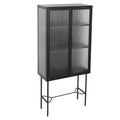 Elegant Floor Cabinet With 2 Tampered Glass Doors Living Room Display Cabinet With Adjustable Shelves Anti Tip Dust Free Easy Assembly Black Color Black Steel