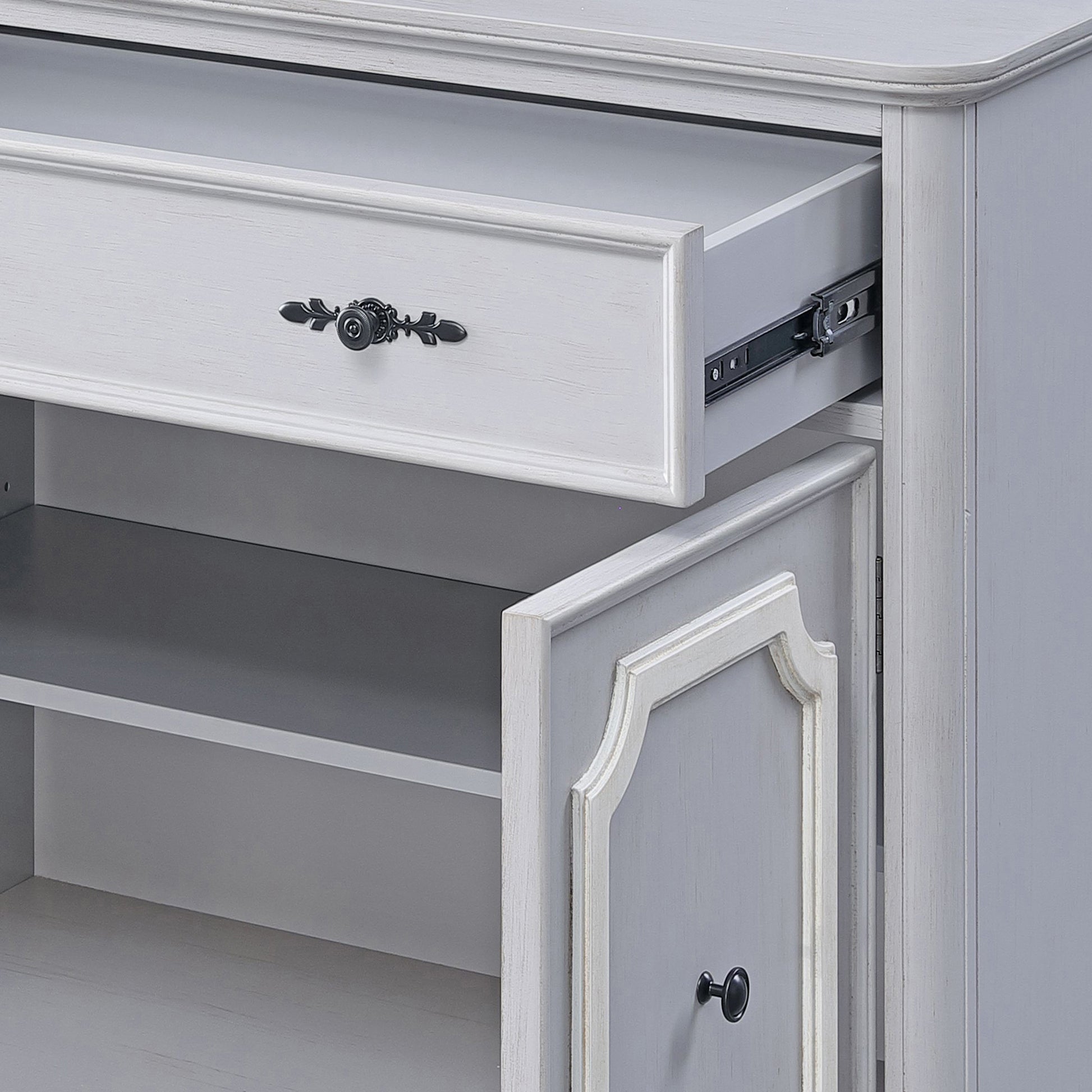 Grey 2 Door Accent Cabinet With 1 Drawer Freestanding Grey Primary Living Space Drawers Included Rubberwood Wood