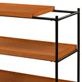 Honey Oak And Black 3 Shelf Console Table Honey Primary Living Space Oak Rectangular Wood Metal