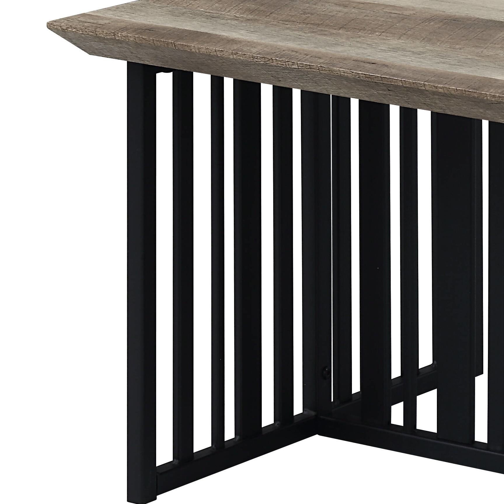 Antique Oak And Black Coffee Table With Metal Base Oak Primary Living Space Industrial Round Wood Metal Pedestal