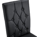 2 Piece Set Of Black Armless Dining Chairs Brings A Touch Of Elegance And Mystery To The Dining Area With Its Deep Black Tone,The Grid And Buckle Design Of The Back Add A Vintage Yet Fashionable Touch Black Set Of 2 Pu