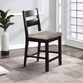 Reid 24 Inch Counter Height Chair, Set Of 2, Slatted, Espresso Brown, Gray Grey Brown Wood