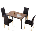 5 Pieces Dining Set Including Black Velvet High Back Golden Color Legs Nordic Dining Chair & Creative Design Mdf Dining Table Walnut Solid Back Seats 4 Brown Metal Dining Room Modern Foam Dining Table With Chair Mdf