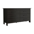 Double Dresser, Four Legs, 6 Drawer, Superior Top, Black Black Solid Wood Mdf Engineered Wood