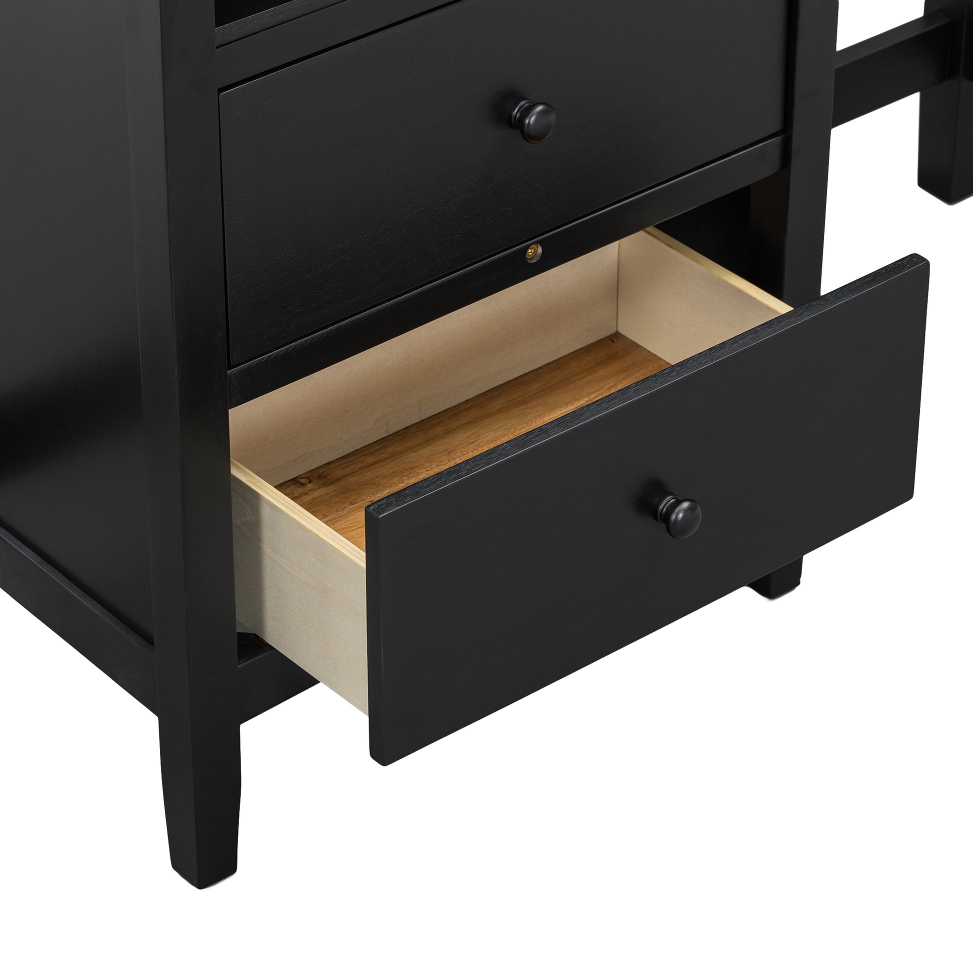 Farmhouse Rustic 3 Piece Counter Height Wood Dining Table Set With Cabinet,2 Storage Drawers And 2 Stools For Small Places,Black Cherry Wood Wood Cherry Seats 2 Wood Dining Room Farmhouse Rubberwood Rectangular Foam Solid Wood