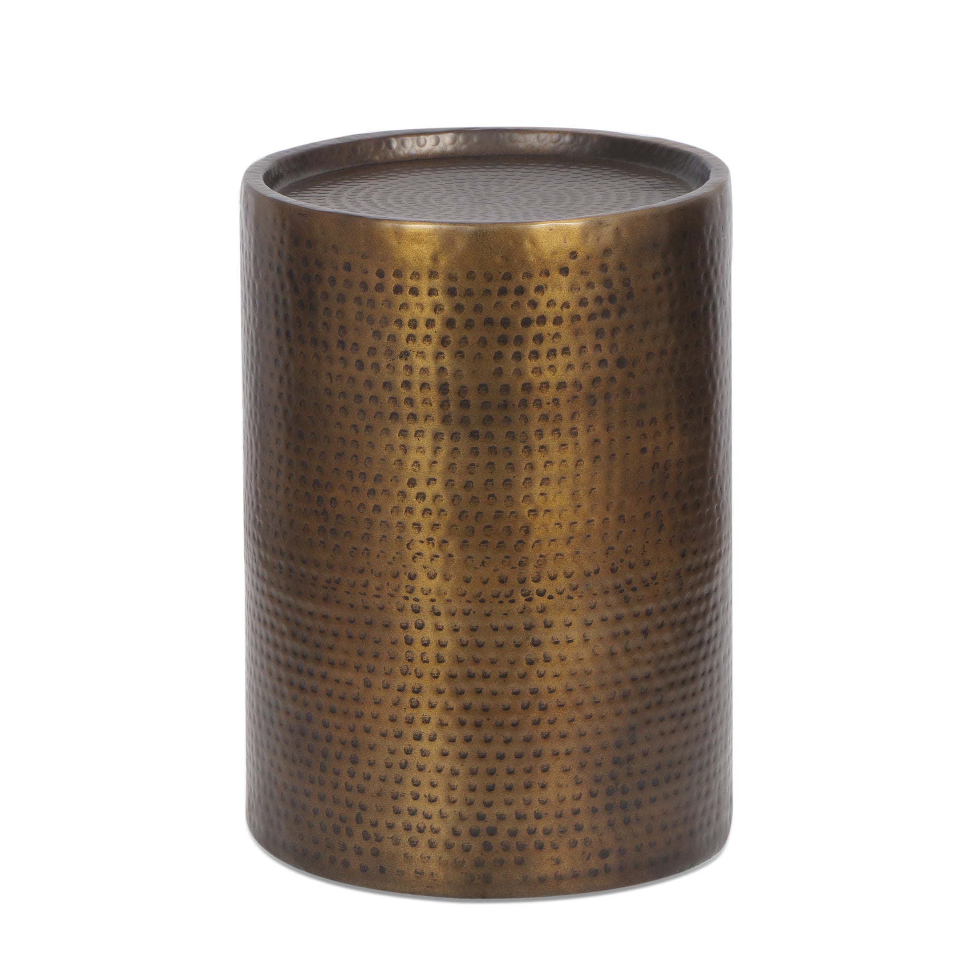 Drum Side Table Antique Brass Aluminium