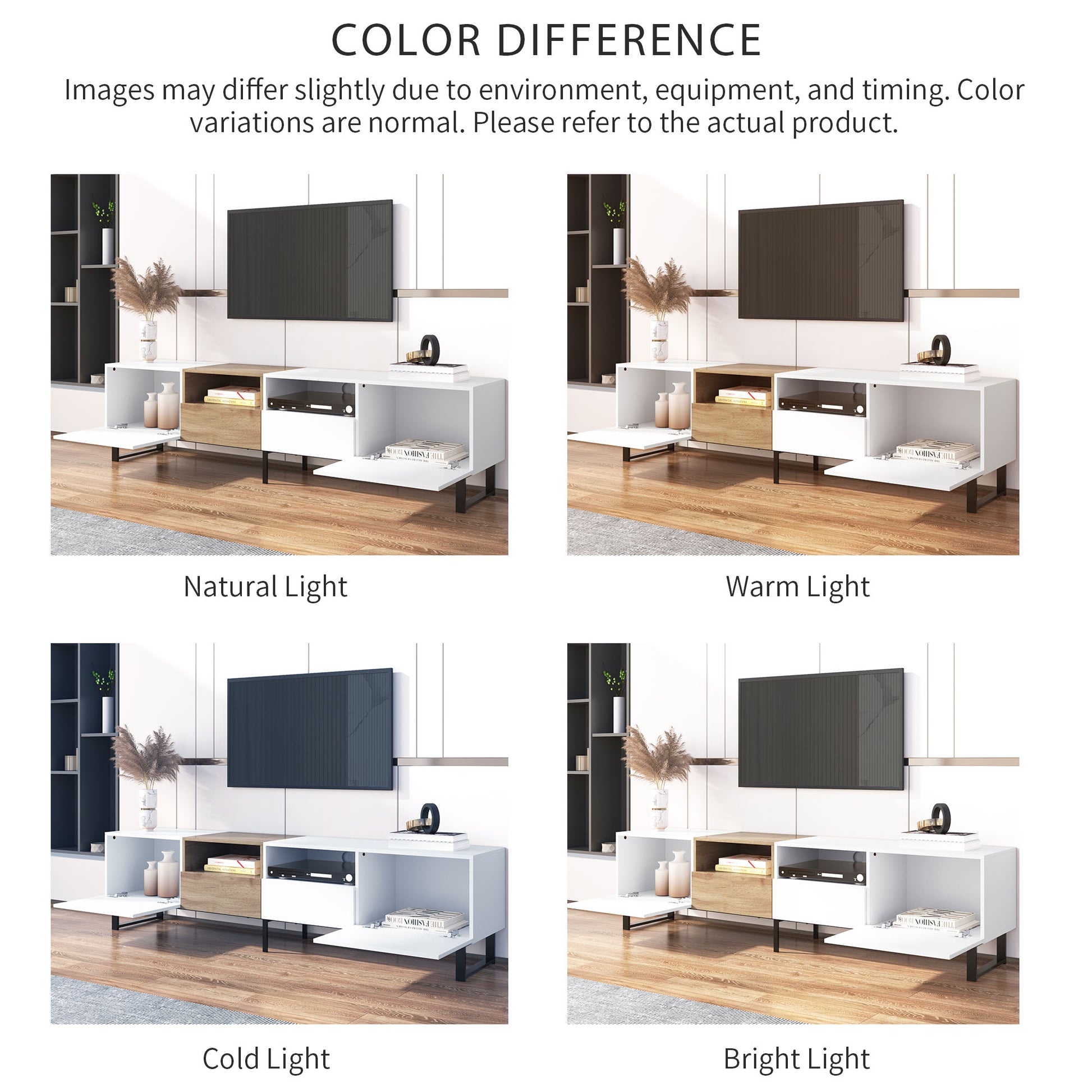 Modern Tv Stand With 2 Cabinets& Open Storage Compartment, Color Matching Media Console Table For Tvs Up To 85'', Entertainment Center With Drop Down Door For Living Room, Bedroom, Home Theatre Wood Brown Primary Living Space 70 79 Inches 90 Inches Or