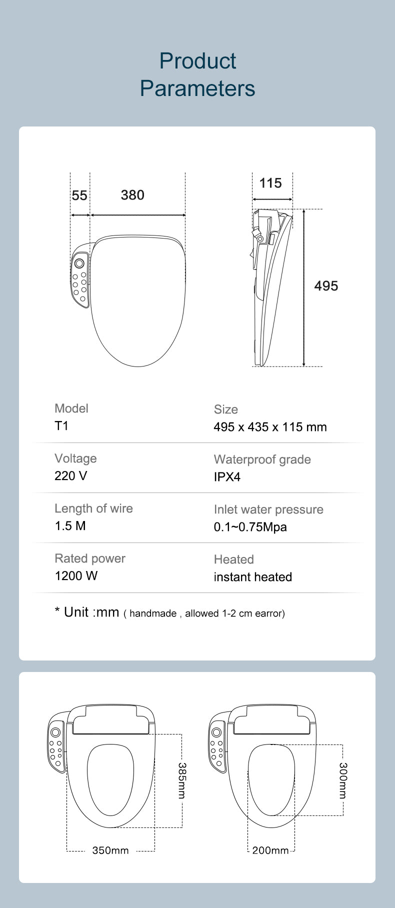 Bidet Toilet Seat Elongated Smart Heated Toilet Seat With Warm Water & Dryer, Feminine & Child Wash, Self Clean Stainless Steel Nozzle, Adjustable Water Pressure, Slow Close Lid White Polypropylene