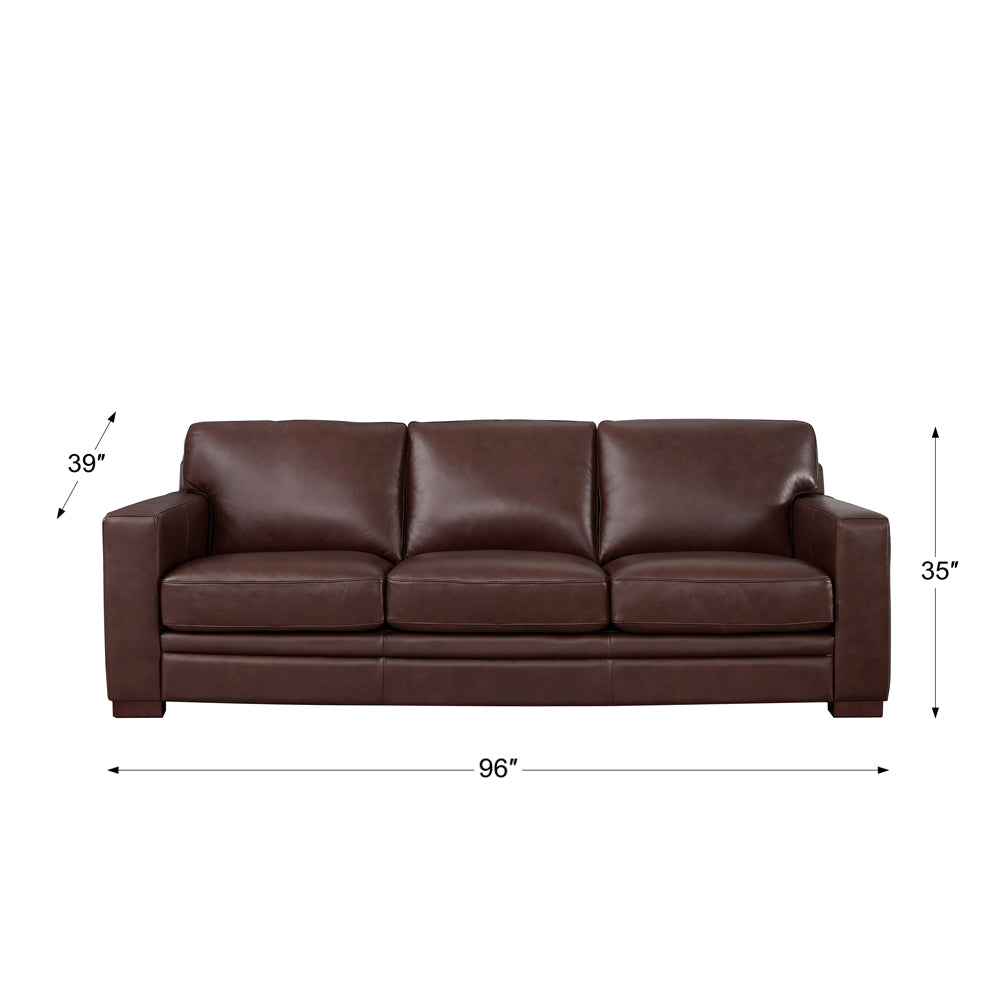 Dillon Leather Sofa Raisin Down Filling Genuine Leather 3 Seat