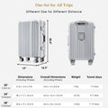 1Pc 24In Aluminum Frame Luggage With Usb Port, Vacation Carry On Suitcase With Spinner Wheels And Tsa Lock, Travel Trolley Case For Short Business Trips, Beach Holidays, Gray Silver Silver Abs Pc