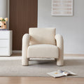 Modern Sherpa Fabric Accent Chair For Living Room, Upholstered Armchair With Sturdy Frame, Comfortable Contemporary Lounge Chair For Bedroom, Home Office, Or Reading Nook Single Sofa Seat Beige Foam