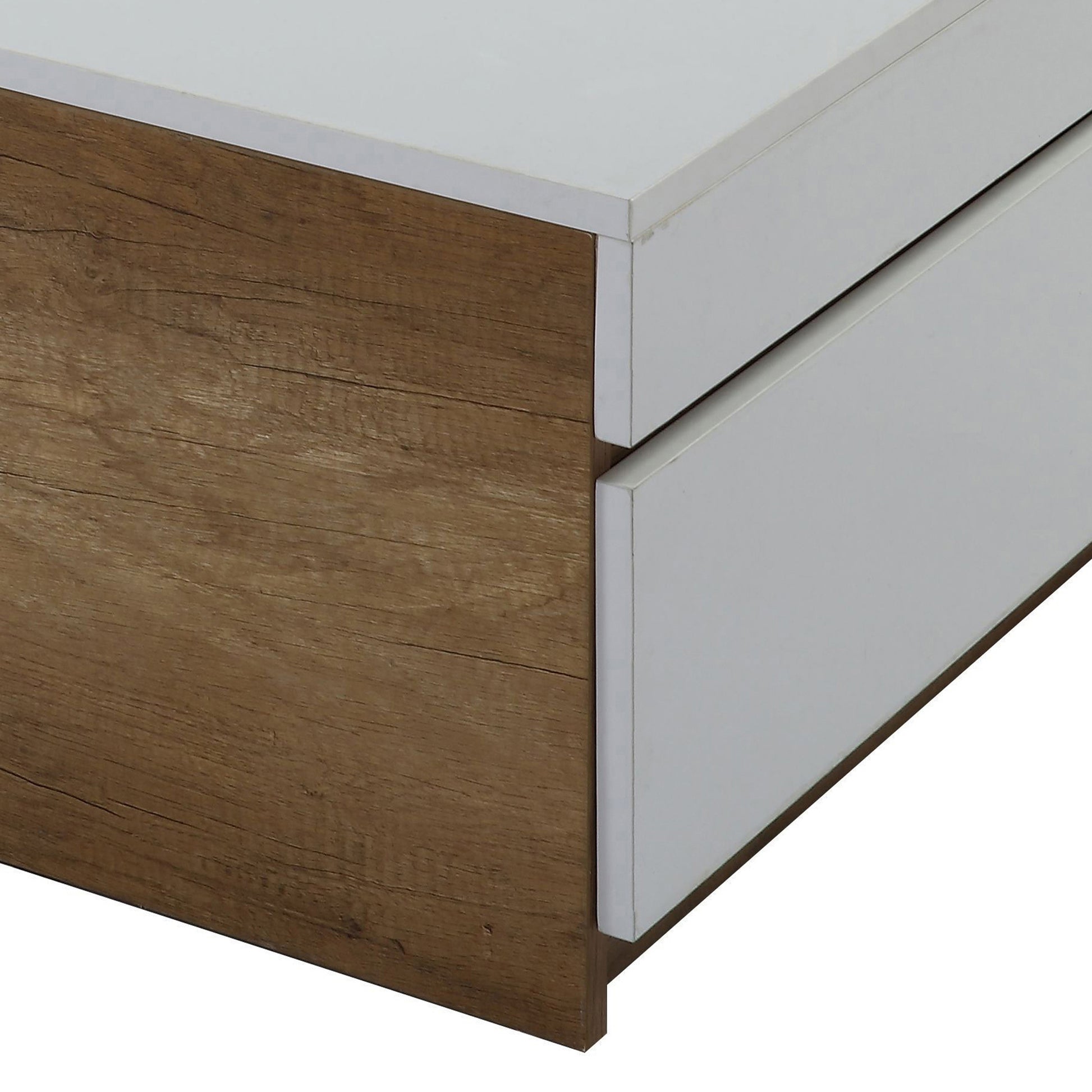 Oak And White Coffee Table With Hidden Compartments Oak Primary Living Space Drawers Rectangular Wood