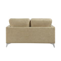 Elegant Modern Style 3Pc Sofa Set Sand Hued Polished Microfiber Upholstery Sofa Loveseat Chair Solid Wood Living Room Furniture Silver Finish Metal Legs Sand Microfiber Wood Primary Living Space Modern Solid Wood 6 Seat