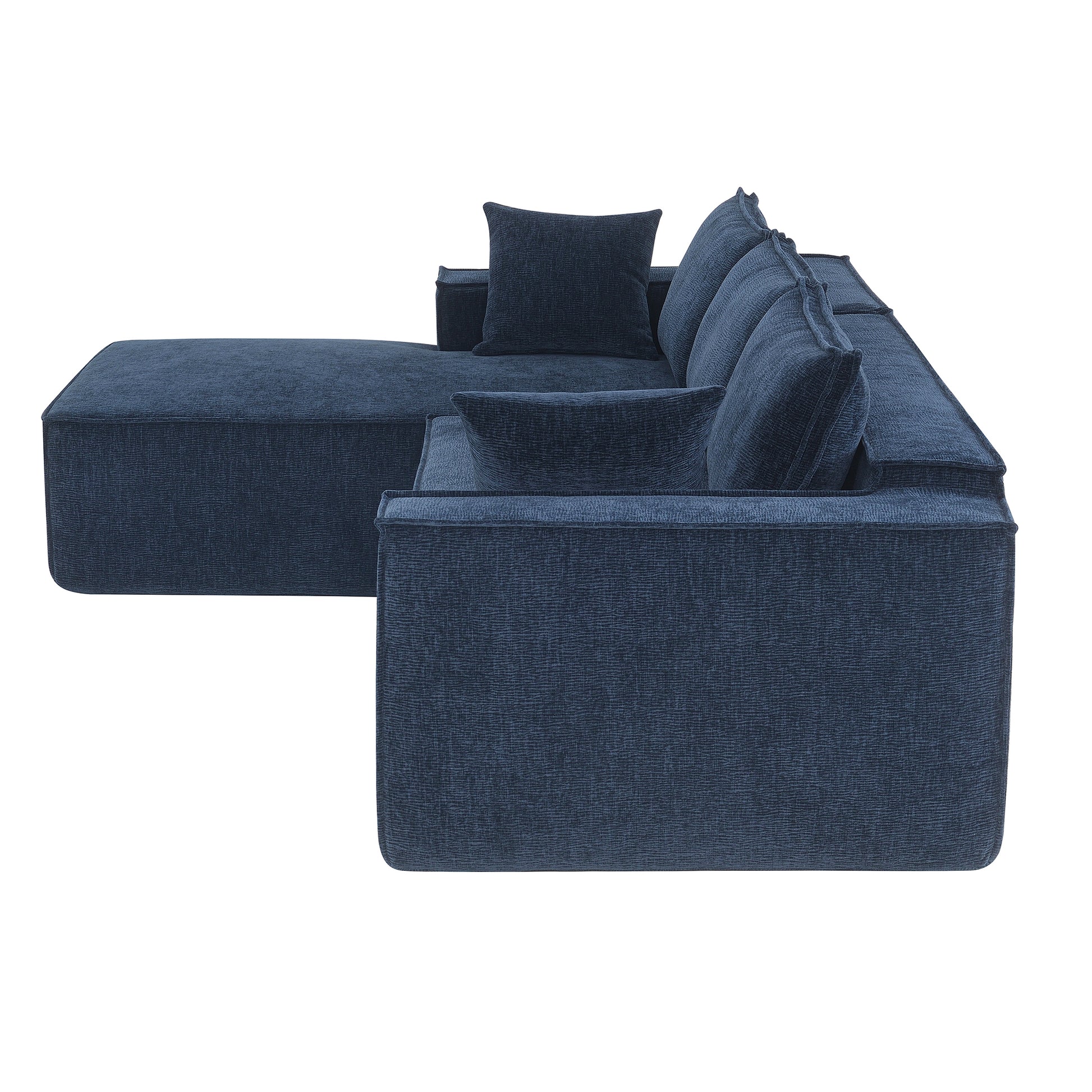 111.5*72"Minimalist Style Modular Sectional Sofa,Wrinkle Resistant Chenille Couch Set,L Shaped Sleeper Sofa Bed For Living Room,2 Pic Free Combination,No Assembly Require,3 Colors Dark Blue Chenille 4 Seat