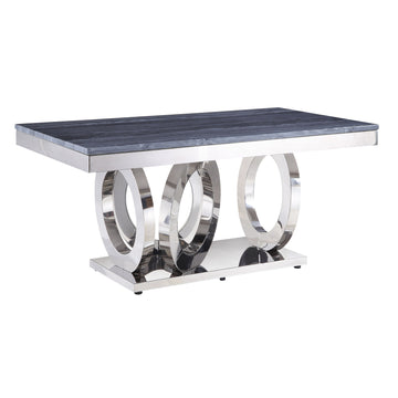 Grey And Silver Rectangle Coffee Table - Grey