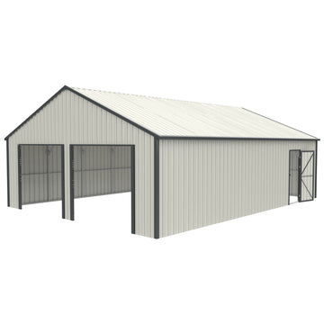 25 X 33 Ft Double Garage Metal Shed With Side Entry Door White Garden & Outdoor Metal