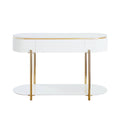 Daveigh Sofa Table, White High Gloss & Gold Finish Lv02466 White Gold Wood Metal