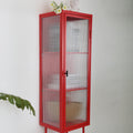 Retro Style Freestanding Metal Tall Display Cupboard With Glass Door And Three Detachable Shelves For Office, Living Room, Kitchen Console Sideboard,Bedside Entryway Red Old Sku:W68751719 Red Steel