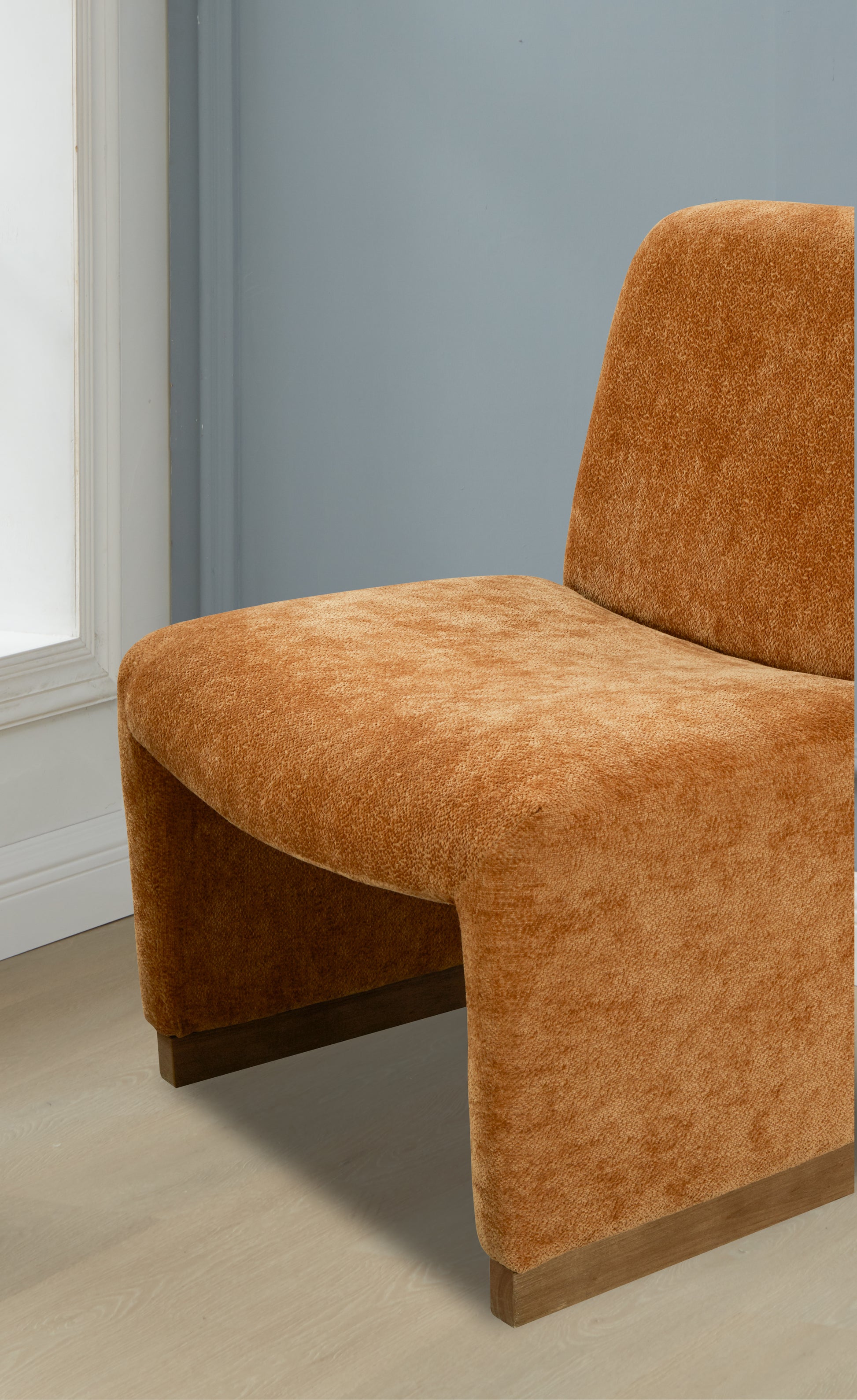 Comfy Accent Chair, Upholstered Slipper Chair, Armless Chair With Wood Legs And Soft Fabric For Living Room, Bedroom, Orange Orange Foam Wood Fabric