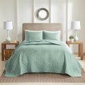 3 Piece Reversible Bedspread Set Seafoam Full Queen Queen Green Microfiber