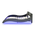 Queen Led Bed Frame Modern Faux Leather Upholstered Platform Bed Frame With Rgb Led Lights And Headboard Wave Like Curve Low Profile Bed Frame,Wood Slats Support,Easy Assembly, Grey Queen Grey Pu