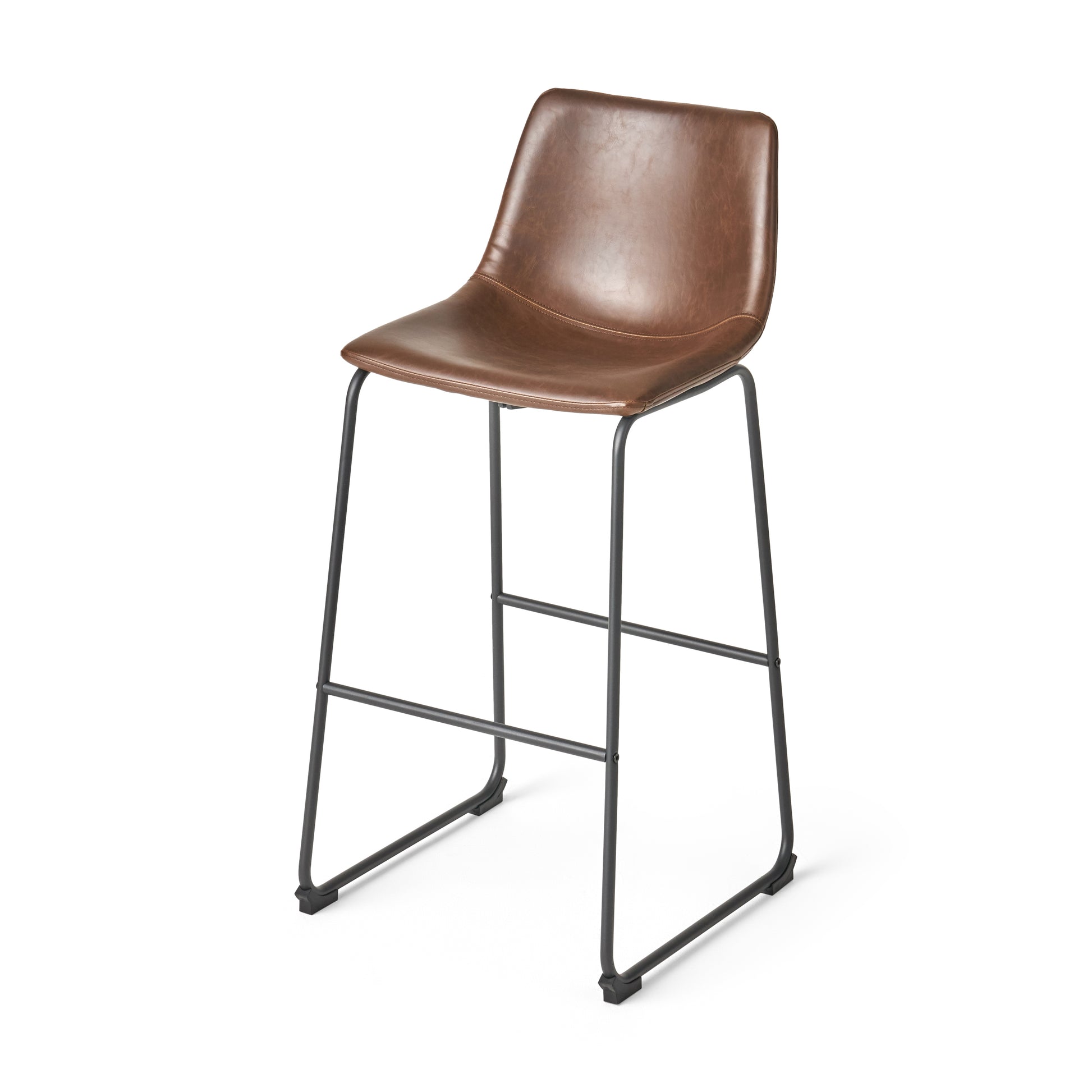 Set Of 2 30" Cedric Faux Leather Barstool Vintage Brown Brown Pu