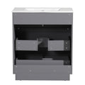 30 Inch Bathroom Vanity With Ceramic Sink Combo Set, Modern Freestanding Bathroom Storage Cabinet With 2 Drawers, Floor Standing Bath Vanity, Gray Grey Mdf