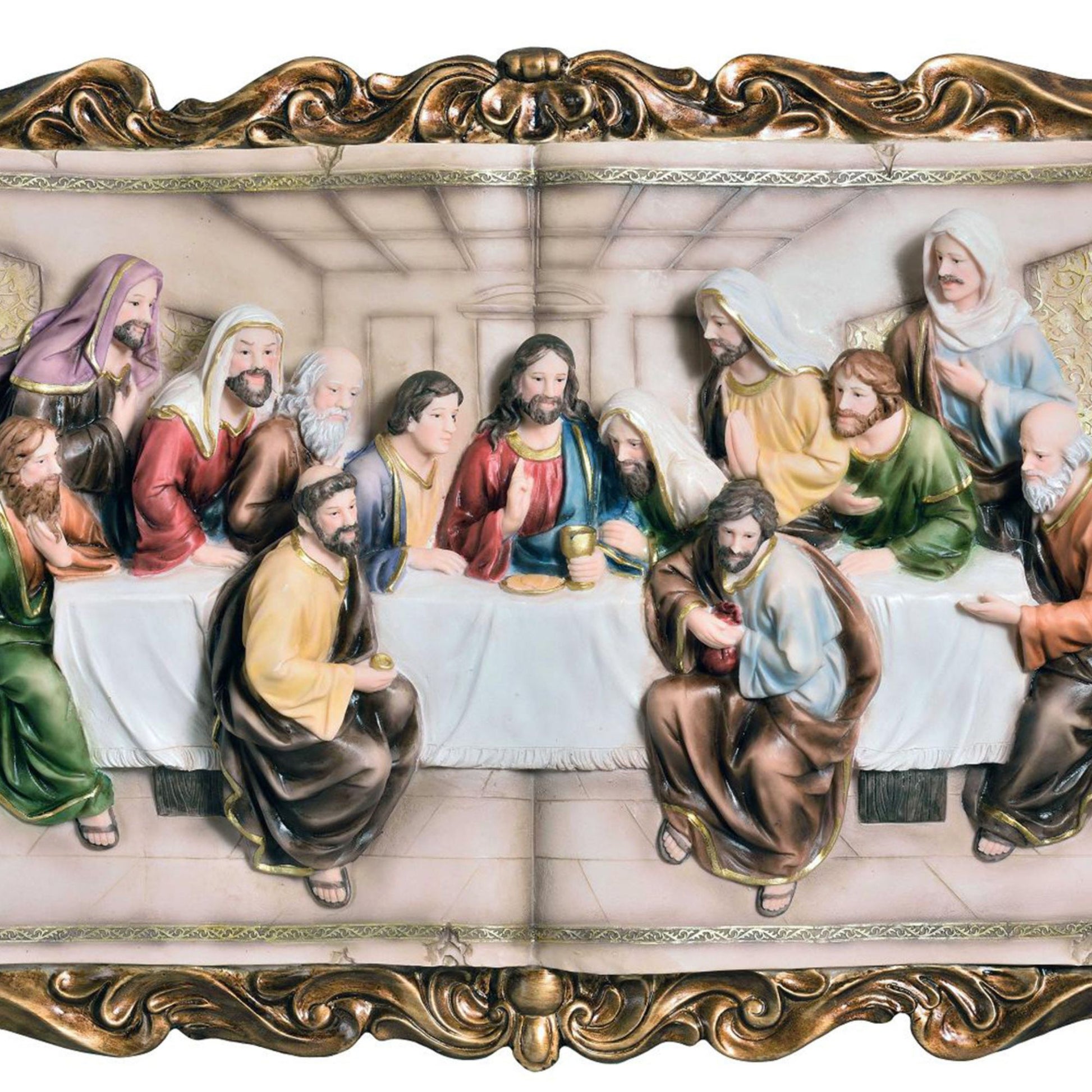 28" Tall Polyresin Decorative Plaque, Last Supper Multicolor Polyresin