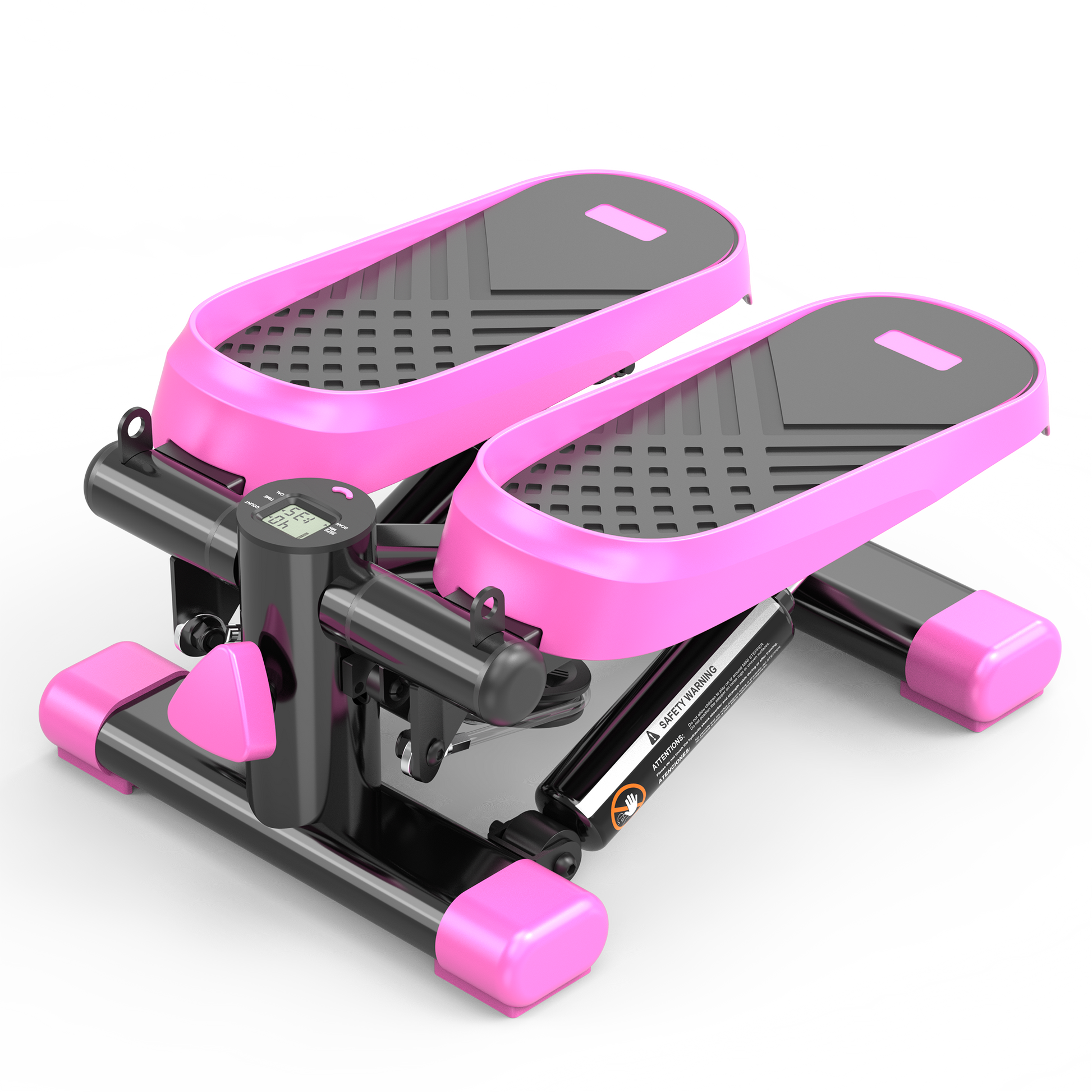 Home Office Exercise 330Lbs Capacity Mini Stepper With Resistance Bands And Lcd Monitor Pink Black Steel