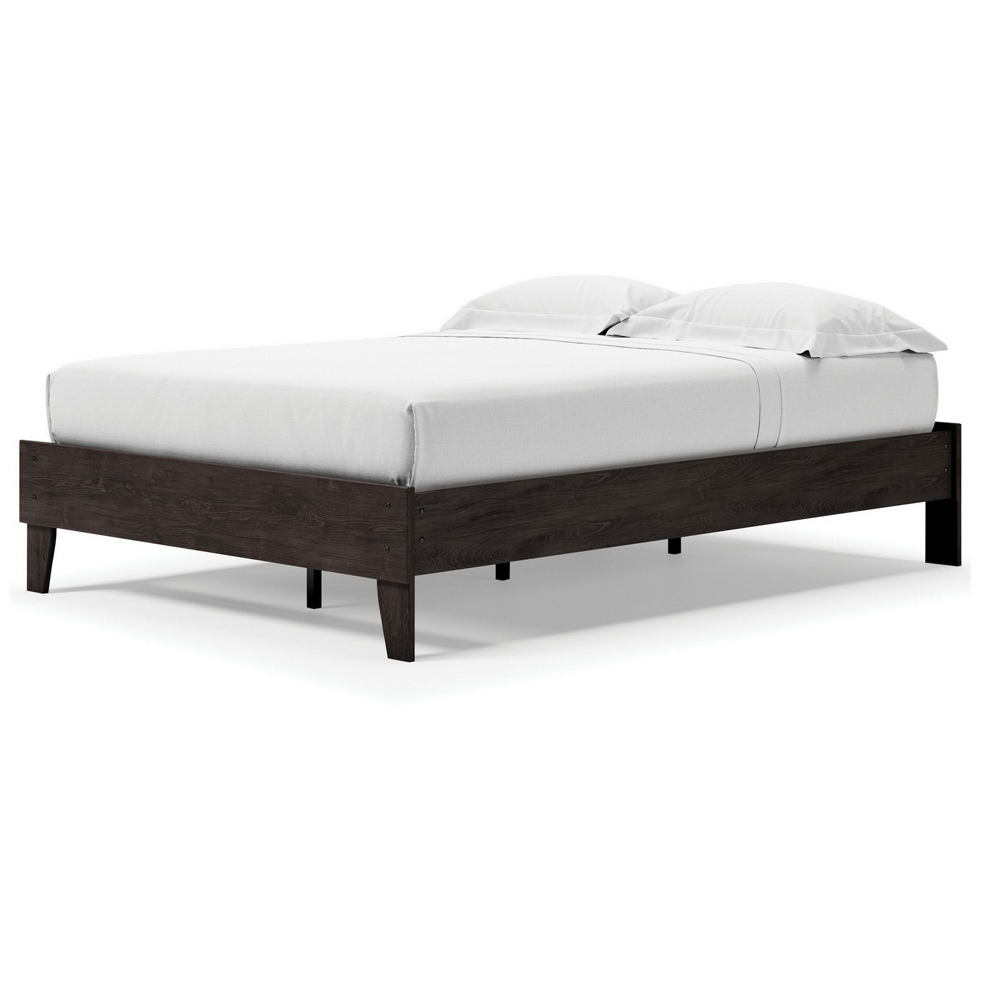Asher Full Sized Platform Bed, Sleek Modern Silhouette, Charcoal Wood Frame Full Charcoal Mdf