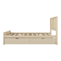 Full Size Wood Storage Platform Bed With 4 Drawers, Rattan Headboard, Nature Box Spring Not Required Full Antique Natural Wood Bedroom Bed Frame Wood Rattan