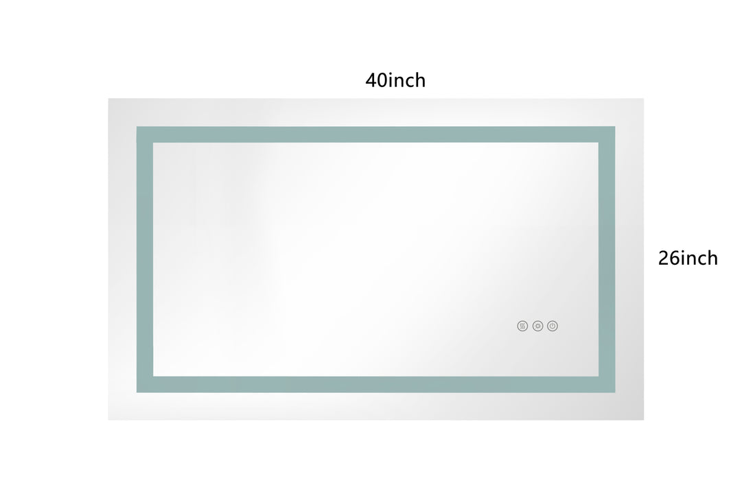 Led Bathroom Mirror 40 "X26" With Front And Backlight, Large Dimmable Wall Mirrors With Anti Fog, Memory, 3 Colors, Led Vanity Mirror White Aluminium