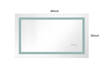 Led Bathroom Mirror 40 "X26" With Front And Backlight, Large Dimmable Wall Mirrors With Anti Fog, Memory, 3 Colors, Led Vanity Mirror White Aluminium